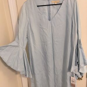 Light Blue Dress w/Ruffled Sleeves